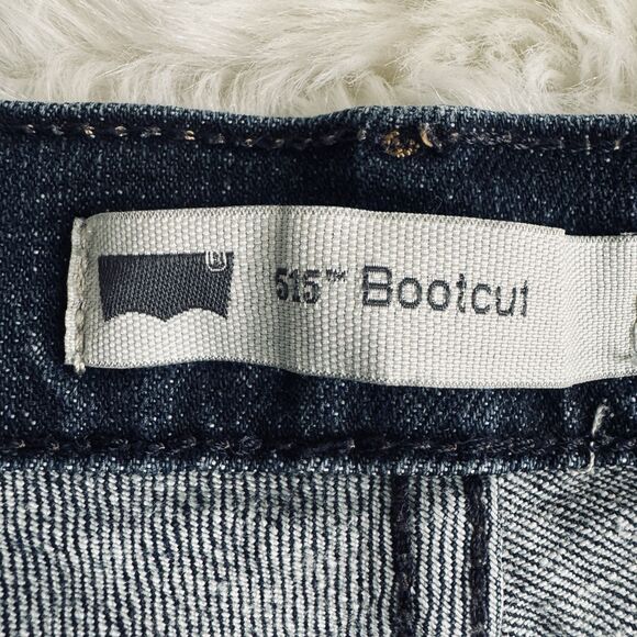 Levis 515 Bootcut Jeans 12 (33x30.5) Blue Dark Wash Denim High Mid Stretch Women - Picture 4 of 11